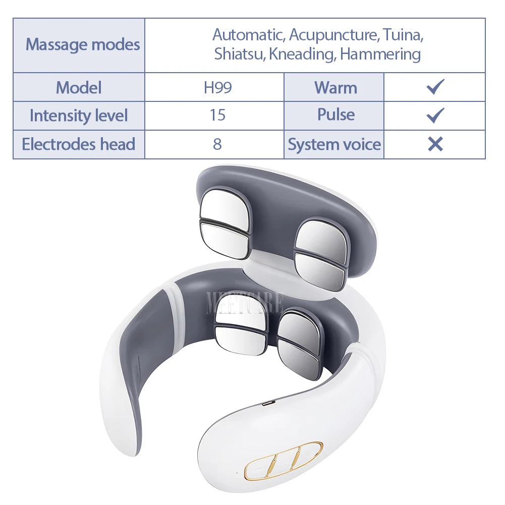 Smart Wireless Neck & Back Massager with Heat + TENS Therapy