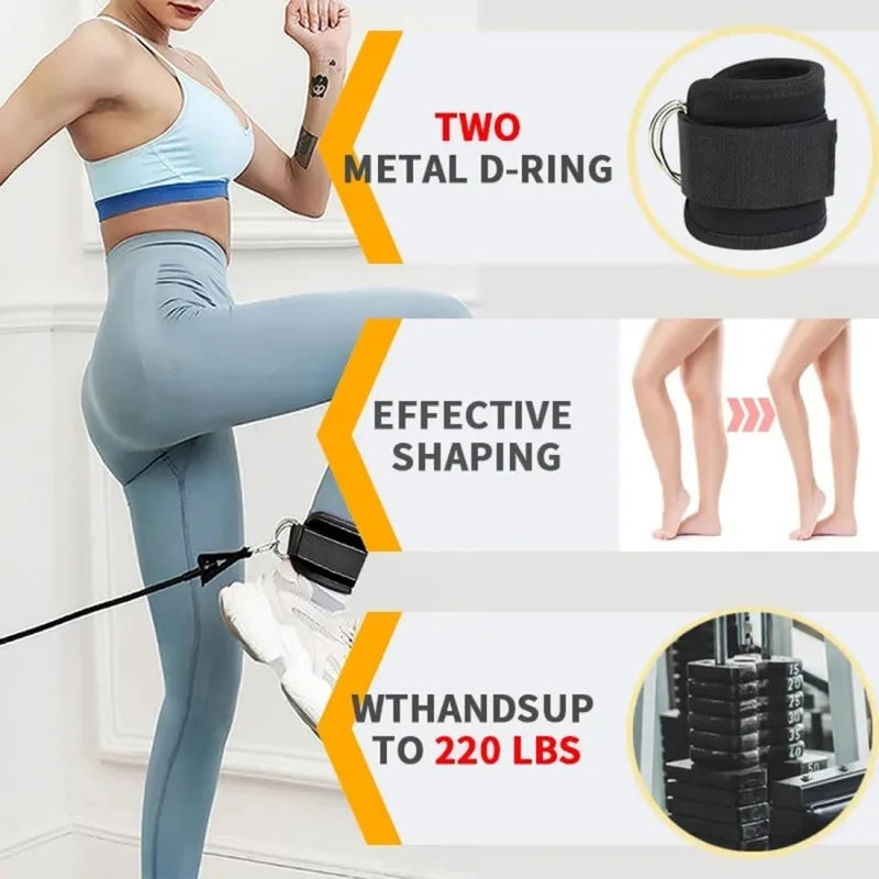 Fitness Ankle Straps Adjustable D-Rings
