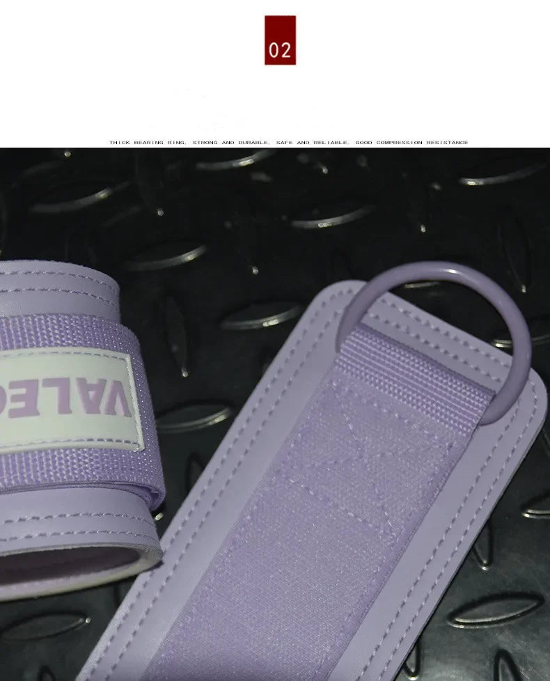 Leather Fitness Ankle Straps Adjustable D-Ring Foot Support