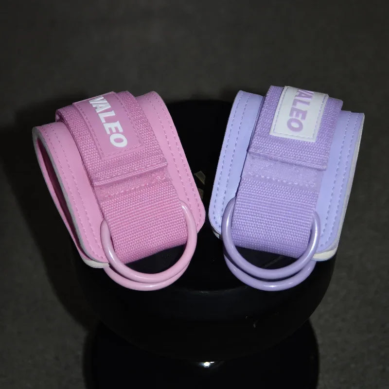 Leather Fitness Ankle Straps Adjustable D-Ring Foot Support