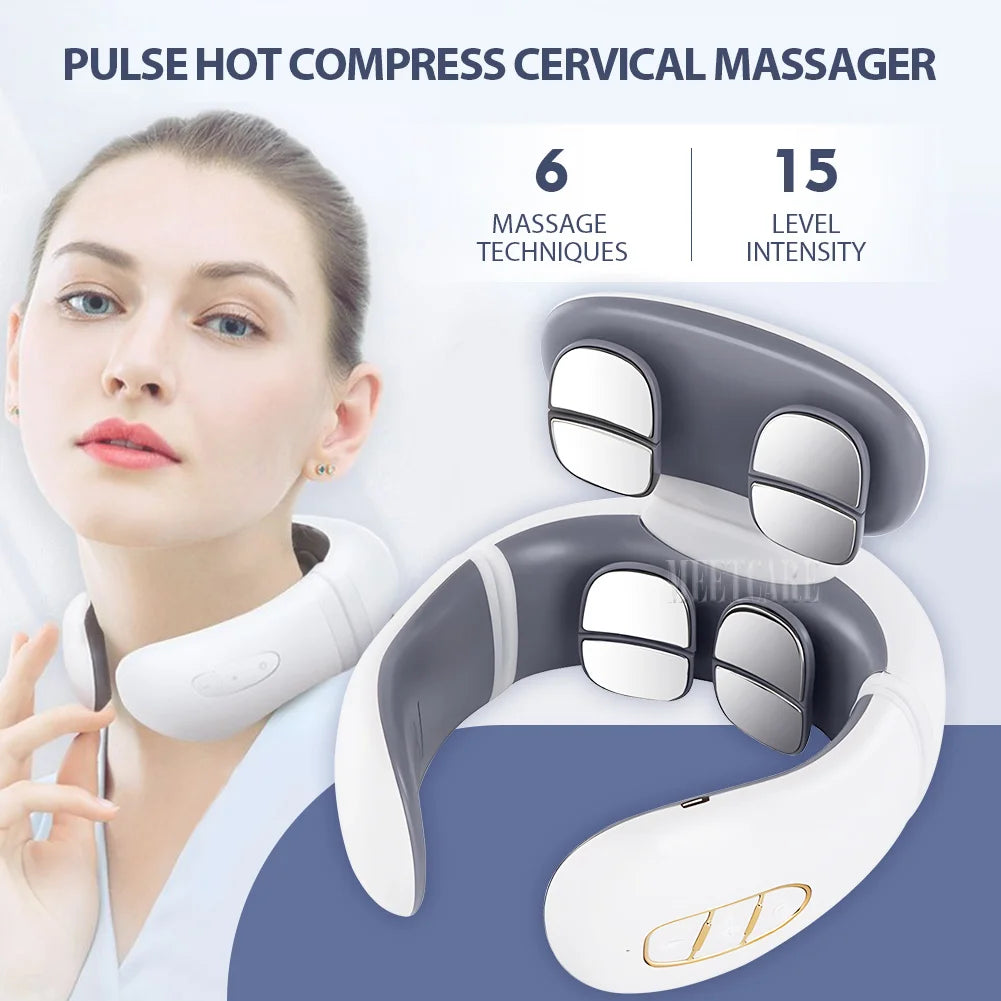 Smart Wireless Neck & Back Massager with Heat + TENS Therapy