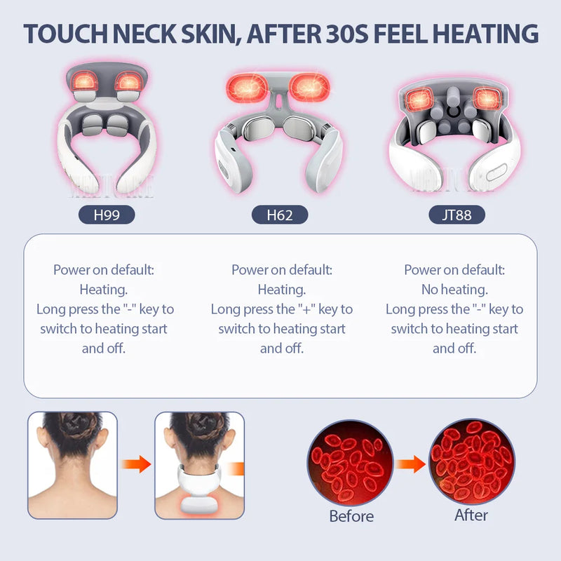 Smart Wireless Neck & Back Massager with Heat + TENS Therapy