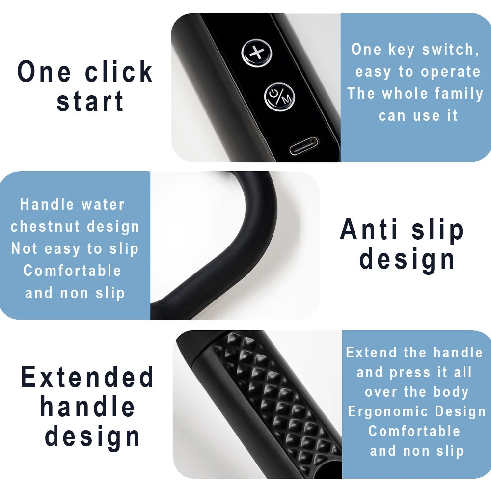Fascia Gun with Extended Handle – Professional Self-Massage Tool for Hard-to-Reach Areas