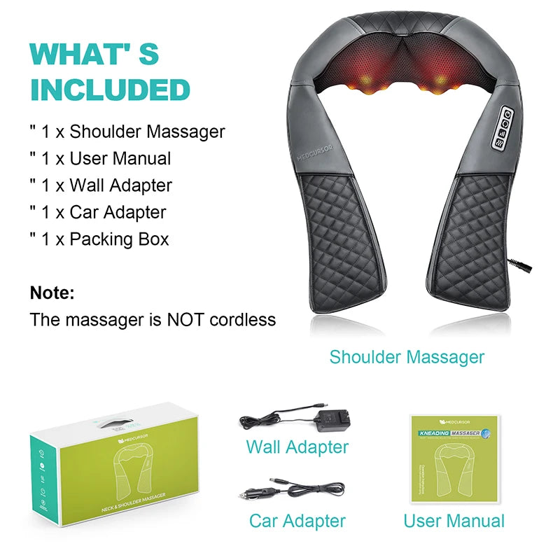4D Smart Neck & Back Massager with Heat Therapy