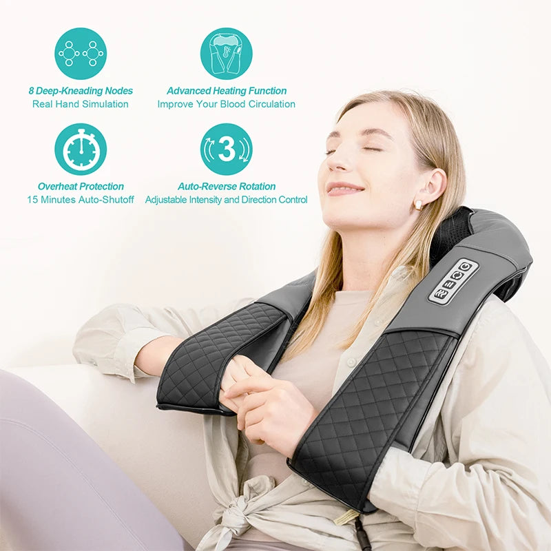 4D Smart Neck & Back Massager with Heat Therapy