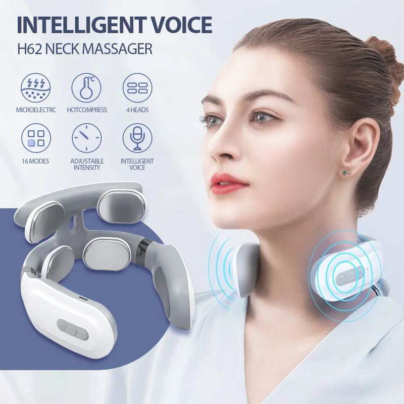 Smart Wireless Neck & Back Massager with Heat + TENS Therapy