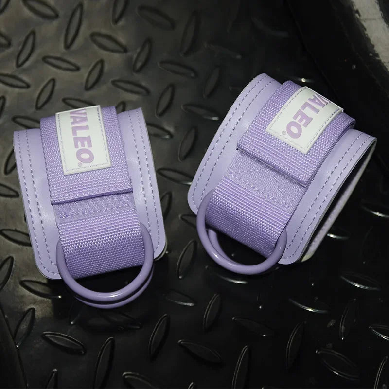 Leather Fitness Ankle Straps Adjustable D-Ring Foot Support