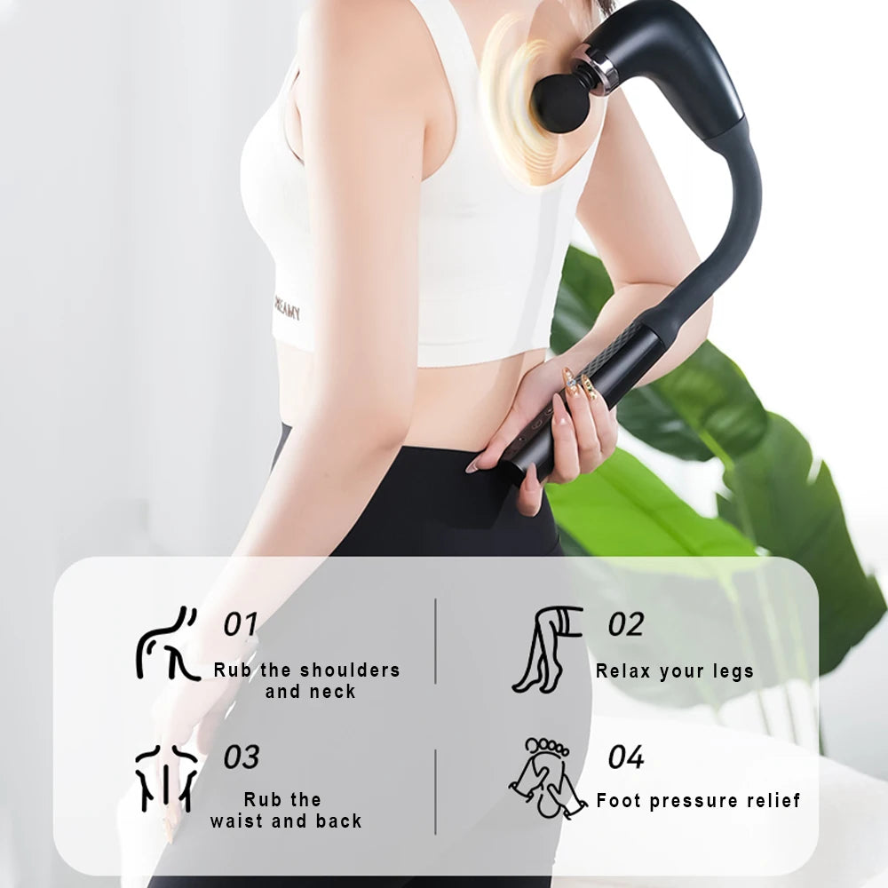 Fascia Gun with Extended Handle – Professional Self-Massage Tool for Hard-to-Reach Areas
