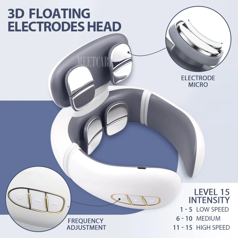 Smart Wireless Neck & Back Massager with Heat + TENS Therapy