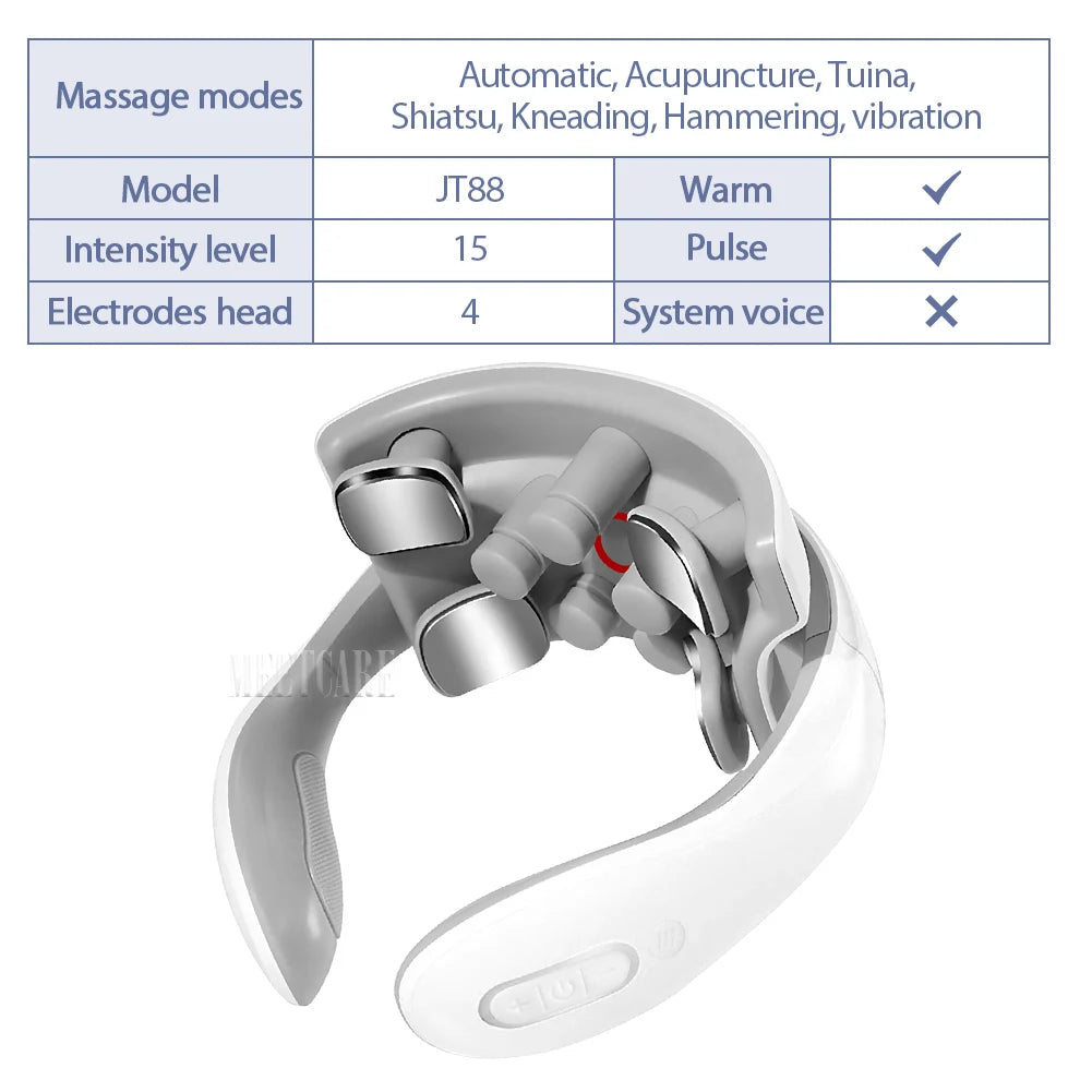 Smart Wireless Neck & Back Massager with Heat + TENS Therapy
