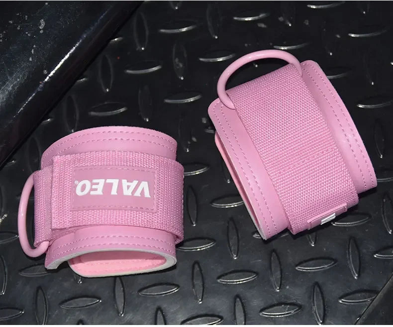 Leather Fitness Ankle Straps Adjustable D-Ring Foot Support