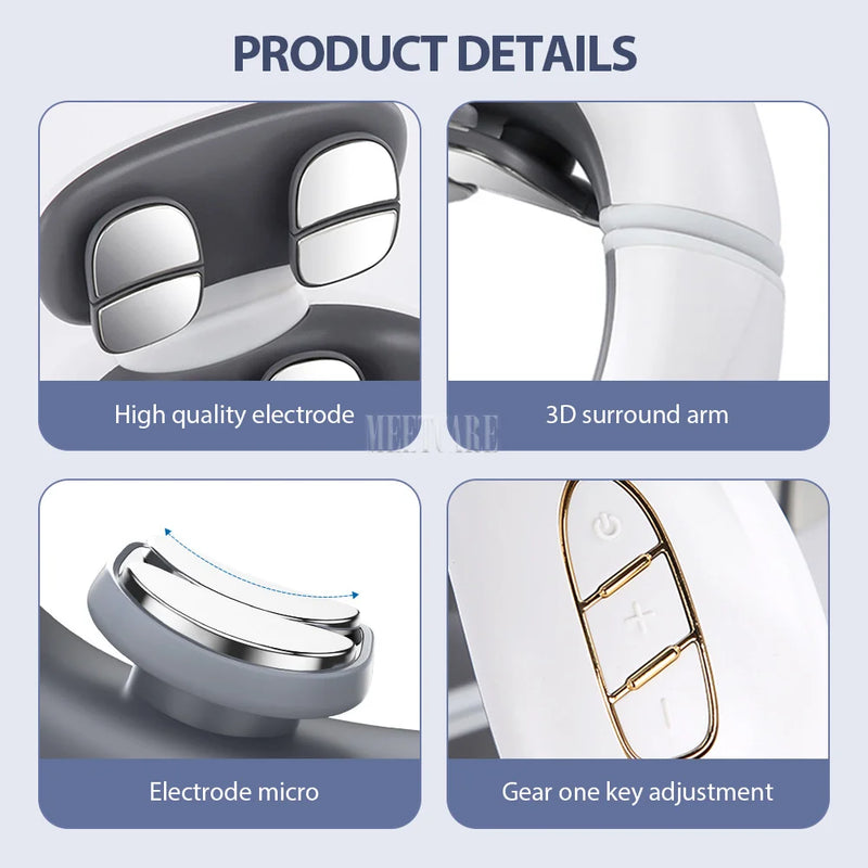 Smart Wireless Neck & Back Massager with Heat + TENS Therapy