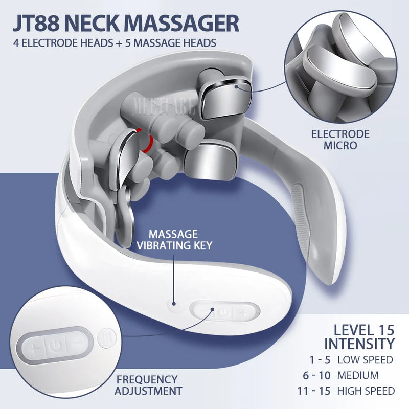 Smart Wireless Neck & Back Massager with Heat + TENS Therapy