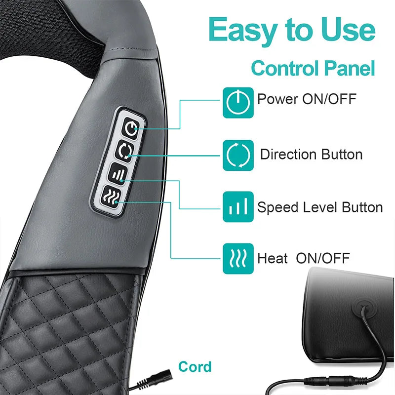 4D Smart Neck & Back Massager with Heat Therapy
