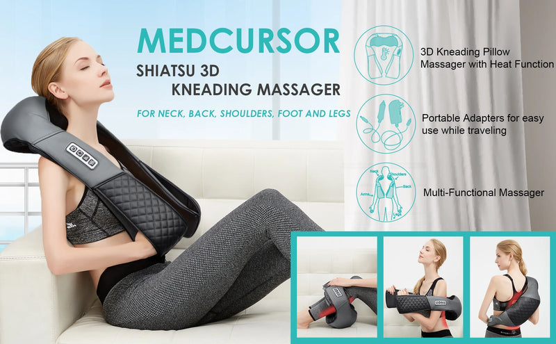 4D Smart Neck & Back Massager with Heat Therapy