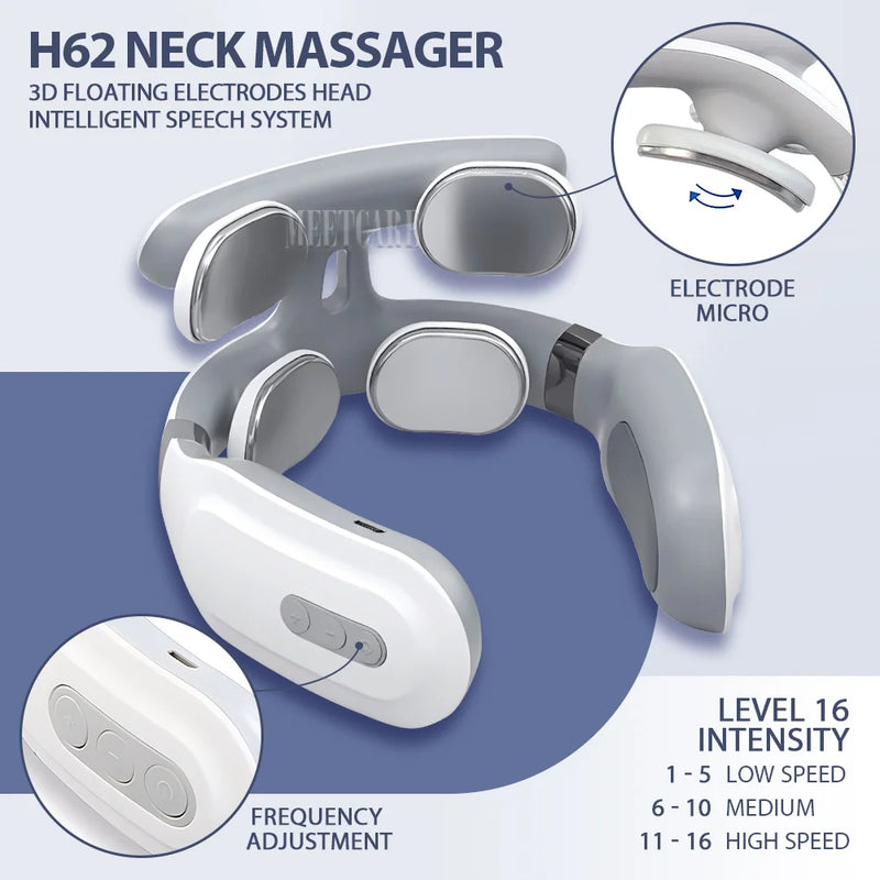 Smart Wireless Neck & Back Massager with Heat + TENS Therapy