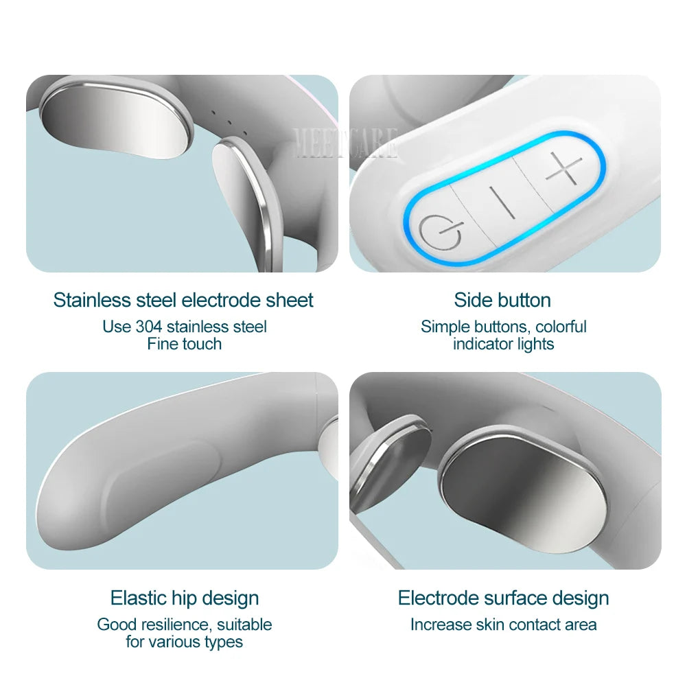 Smart Wireless Neck & Back Massager with Heat + TENS Therapy