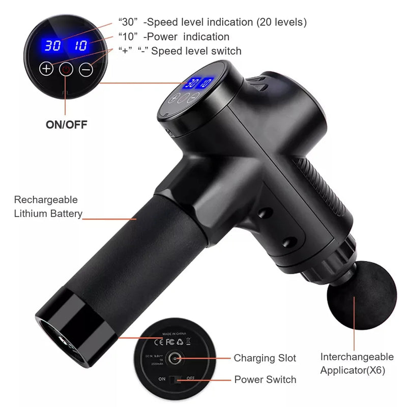 Fascial Massage Gun Pro – Pistol-Grip Deep Tissue Percussion Therapy
