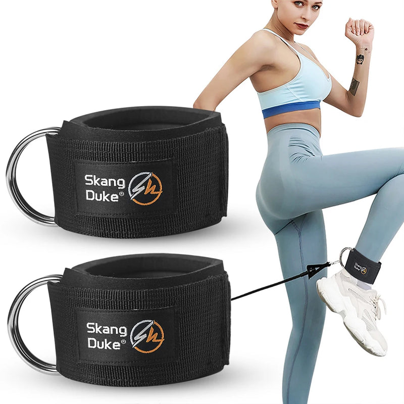 Fitness Ankle Straps D-Ring Support Cuffs Gym Leg Strength