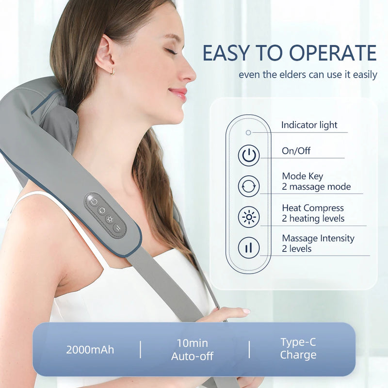 Wireless 3D Kneading Neck & Shoulder Massager