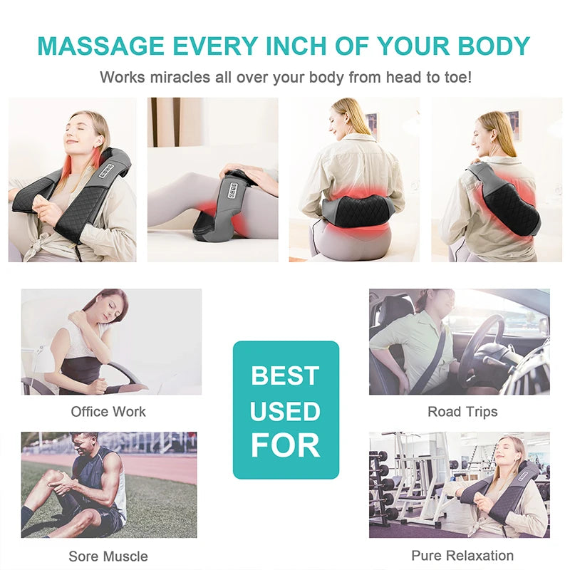 4D Smart Neck & Back Massager with Heat Therapy