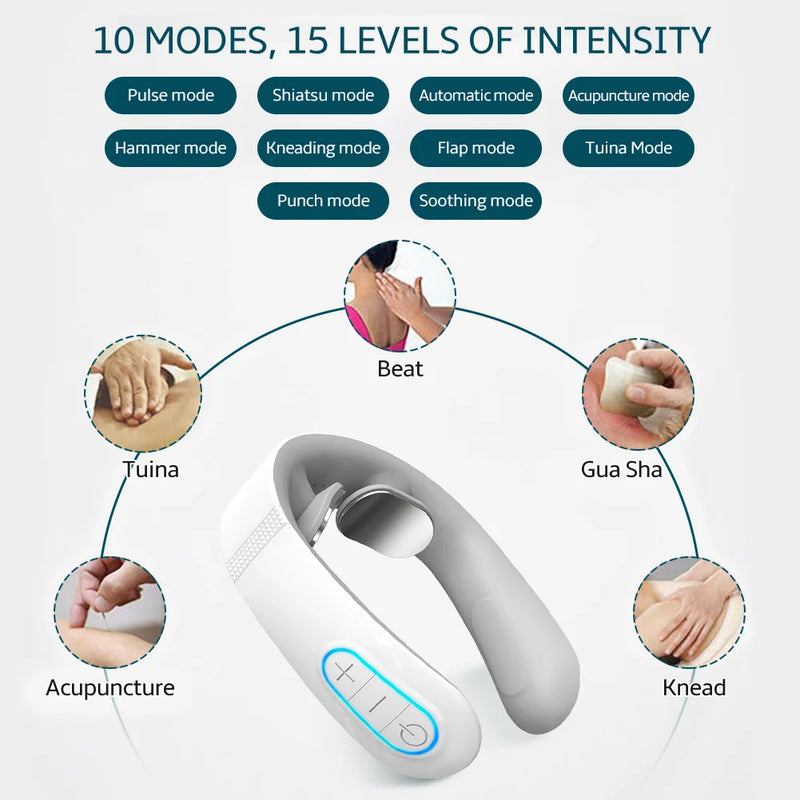 Smart Wireless Neck & Back Massager with Heat + TENS Therapy