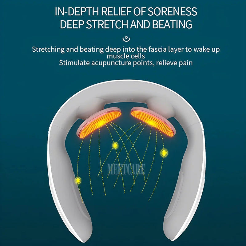 Smart Wireless Neck & Back Massager with Heat + TENS Therapy
