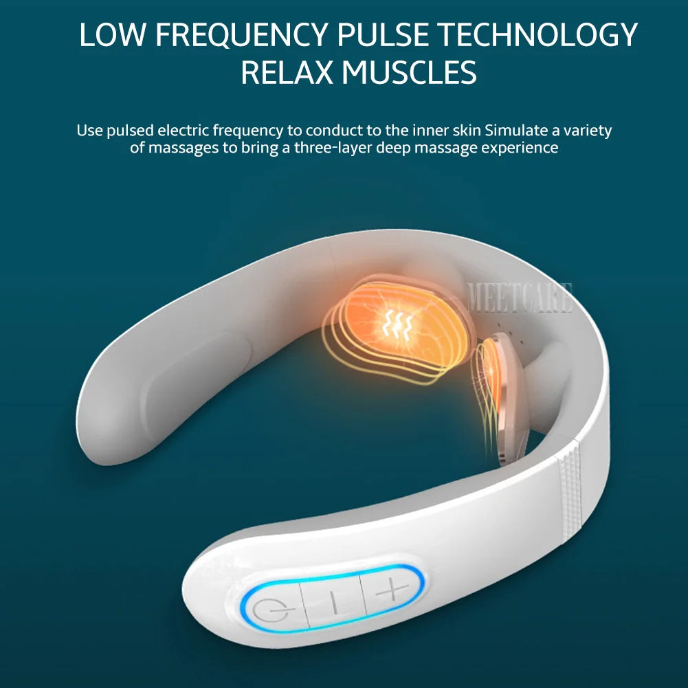Smart Wireless Neck & Back Massager with Heat + TENS Therapy