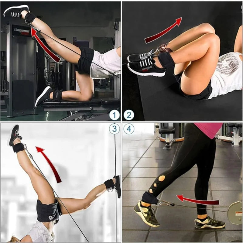 Fitness Ankle Straps Adjustable D-Rings